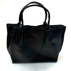 Co-Lab Elegant Black Leather Tote Bag with shoulder strap